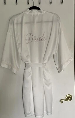 Apt 9 Intimates Mujer L Bata Corta Blanco Envolvente Bata de Novia Rosa Bordado Foto 1 de 4