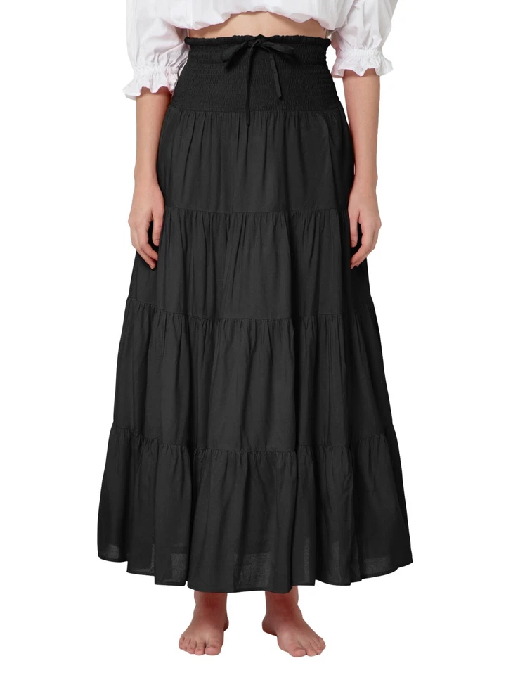 ThePirateDressing Elastic Smocked Waist Boho Renaissance Medieval Peasant Pirate - Image 1 of 1