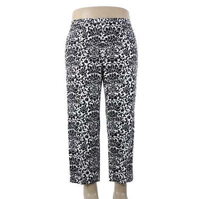 Saks Fifth Ave NEW $190 Sport Sz 16 x 26 Black White Cotton Spandex Pant - Image 1 of 4