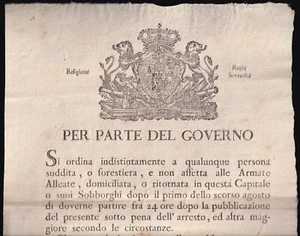 Per Parte del Governo - Bando contro i disertori - Torino 1799 - Picture 1 of 3