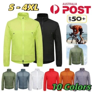 Unisex Cycling Jacket UPF50+ Running Bike Top Coat Quick Dry Bicycle Outwear AU - Picture 1 of 33
