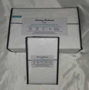 Tommy Bahama Solid White Cotton KING Size Sheet Pillow Case Set Island Crafted - Picture 1 of 10