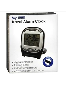 (RARE)Alarm Clock with Digital Calendar & Folding Case,INDOOR TEMPERATURE - Picture 1 of 1