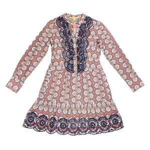 Highly Preppy Long Sleeve Floral Tiered Embroidered Mini Dress Women's Small - Picture 1 of 12
