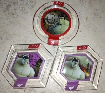 DISNEY INFINITY Marvel Heroes Power Disc Lot World War Hulk Sky Gamma Rays All 3 - Image 1 of 2