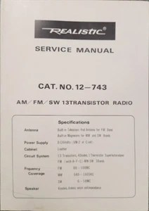 Realistic/Radio Shack Model 12-743 Transistor Radio Service Manual - Picture 1 of 1