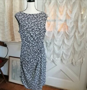 Chaus Women Sheath Faux Wrap Dress Midi Large Stretchy Fully Lined Washable - Picture 1 of 3