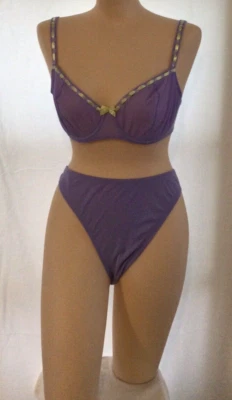 Victoria Secret Purple Matching Bra 36D and Panty/Thong L Set NWOT - Image 1 of 4