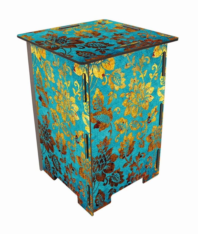 Werkhaus Photohocker Blüten Blau Sitzhocker Holzhocker Fotohocker Hocker - Bild 1 von 1