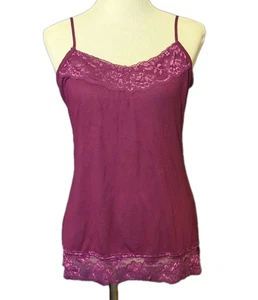 Maurices Women Sz L Cami Lace Trim Y2K Tank Top Plum Fairy Romantic Whimsigoth - Picture 1 of 10