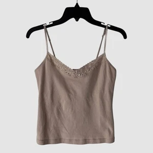 Vintage Y2K One Step Up beige Trägertop mit Perlen Pailletten integriertes BH-Futter Größe L - Bild 1 von 8