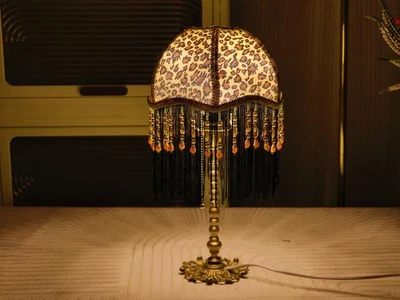 Vintage Leopard Print Table lamp/Handmade Personalized Tassel Table lamp/Smal... - Image 1 of 4