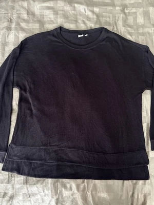 BP. Sweater Womens XL Black Rayon Blend Pullover Hi Low Hem Side Slit Crewneck - Image 1 of 4