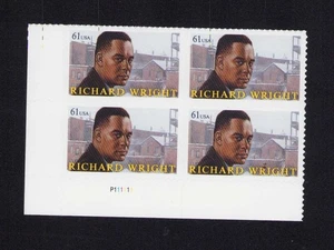 Bloque de 4 estampillas de 61¢ de Richard Wright 4386 MNH 2009 - Imagen 1 de 2
