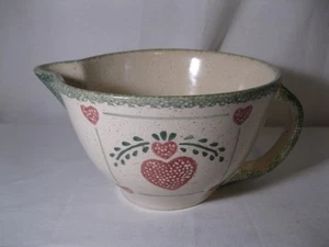 Vintage 1997 Teamson Steinzeug Teig-Schale grün-Schwamm rot-rosa Herzen Ausguss/Griff - Bild 1 von 16