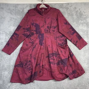 VTG CMC Long Peplum Womens XL Merlot Floral AOP Zip Sweatshirt Cape Witchy USA - Picture 1 of 18