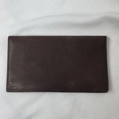 Carteira de cheques vintage Rolfs couro macio marrom alta - Imagem 1 de 4