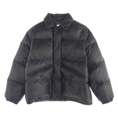 MIUMIU Miu 24AW MPV923 S000 13UB giubbotto piumino pelle nappa nero 40 usato0