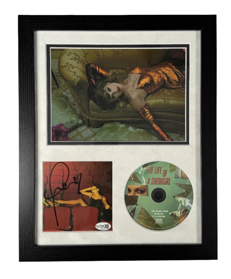 TAYLOR SWIFT SIGNED FRAMED CD 11X14 THE LIFE OF A SHOWGIRL AUTOGRAPHED JSA COA - Image 1 of 1