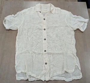 $ 750 Herren GREG LAUREN Gaze Baumwolle SS Knopfleiste Hemd Elfenbein 3-Large - Bild 1 von 5