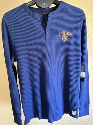 NUEVO CON ETIQUETAS Chicago Bears NFL Comida Chatarra Ropa Para Hombres Talla L Pullover Azul Marino Waffle Foto 1 de 4