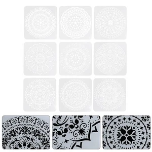 9 Sheets Spritzlackiervorlage Mandala-Punkt-Malvorlage Für Punktmalschablonen - Bild 1 von 12