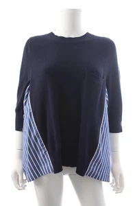 Sacai Shirt-Detail Baumwoll Strickpullover / Blau - Bild 1 von 6