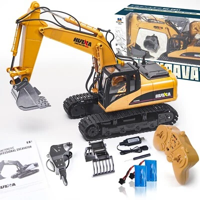 RC Ferngesteuerter Kettenbagger Bagger + Holzgreifer voller Funktion Huina 1550+