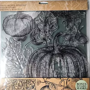 IOD Fuitful Harvest Large Decot Stamp Iron Orchid Designs Large Pumpkin Stamp - Picture 1 of 8