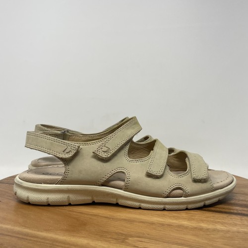 Sandali ECCO Breeze scamosciati alla caviglia 3 cinturini cinturino piatto beige donna taglia EU 41