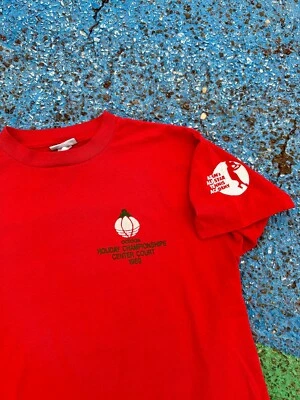 VTG 1989 Adidas Tennis Christmas Holiday Championships Trefoil Graphic Shirt S/M - Image 1 of 4