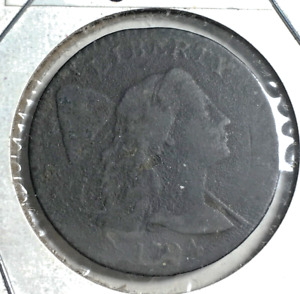 1794 Liberty Cap Cent, Lettered Edge F