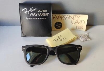 RAY-BAN USA NOS Vintage Folding Wayfarer W0670-BAUSCH&LOMB 5022 G15 Frame France - Immagine 1 di 4
