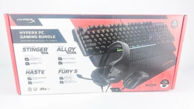 HyperX PC Gaming Bundle Keyboard Mouse Pad Headphones Stinger Alloy Haste Fury 5 - Image 1 of 4