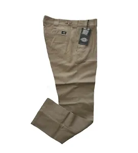 Mens Dickies Slim Regular Fit Peach Feel Smart Chino Trousers Pants C182 - Khaki - Picture 1 of 3