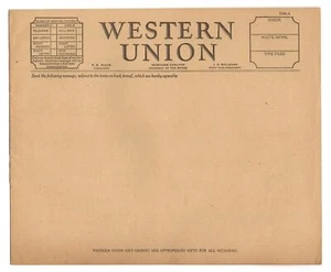 Almohadilla Western Union Telegrams de 5 formas en blanco alrededor de 1930 - Imagen 1 de 2