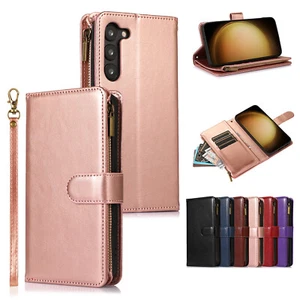 For Samsung Galaxy S24/S23/S22+ Magnetic Zipper Leather Flip Wallet Case Cover - Photo 1 sur 46