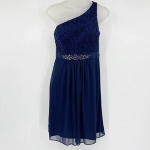 Vestido de Dama de honor Adrianna Papell Un Hombro Cóctel Adornado Azul Marino 2 - Imagen 1 de 8