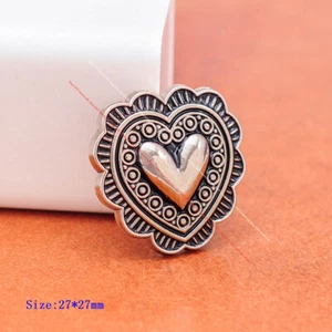 10X Bling Silver Western Love Corazón Patrón Cuero Artesanía Cinturón Silla Tack Concho - Imagen 1 de 33