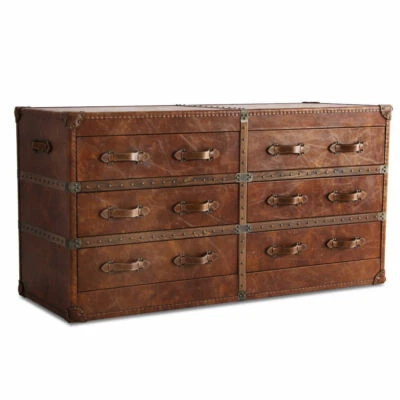 MarquessLife Luxury Hamdmade Antique Sideboard Full 100% Genuine Aged Leather - Image 1 of 4