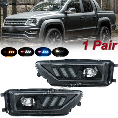 1 Pair DRL Day Running Light Turn Signal Lamp For Volkswagen VW Amarok 2016-2020 - Image 1 of 4