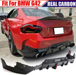 REAL CARBON Rear Bumper Diffuser Lip Spoiler For BMW G42 220i M240i M Sport 22UP - Picture 1 of 13