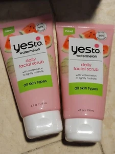 Yesto Watermelon Daily Facial Scrub All Skin Types 4 oz Lightly Hydrates 2 pack - Picture 1 of 6