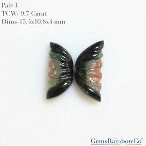 Carved Tourmaline fancy shape Loose Gemstones, Tourmaline carving pair gemstones - Picture 1 of 6