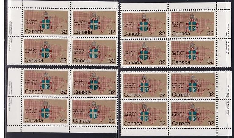 Canada 1984 Pope John Paul II Visit 32¢, MNH PB set, sc#1030 - Image 1 of 1