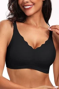 Wireless Seamless Push Up Bra Full Coverage Soft Comfort Bralette X-Large Black - Picture 1 of 7