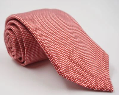 Windsor Cravatta Rosso Argento Fantasia 100% Seta - Immagine 1 di 3