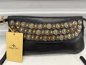 Bolso sin asas bandolera Patricia Nash Baku convertible moneda cuero negro - Imagen 1 de 7