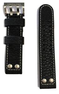 Original Hamilton 22mm X-Wind H776460 / H776560 Black Leather Watch Band Strap - Picture 1 of 3