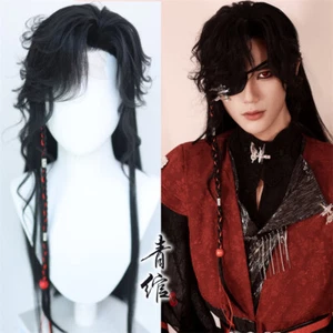 Heaven Official’s Blessing 天官赐福 Hua Cheng Cosplay Hanfu Black Wig Long Hair - Picture 1 of 8